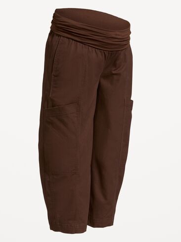 Old Navy Maternity Rollover-Waist Barrel-Leg Ankle Pants - Earthen in Kuwait