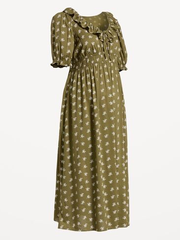 Old Navy Maternity Puff-Sleeve Maxi Dress - Brown Floral in Kuwait