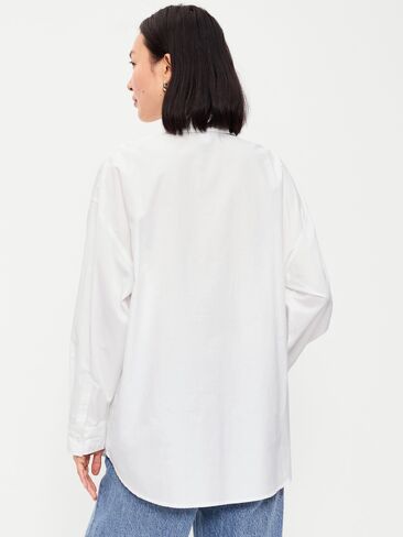 Old Navy Oversized Button-Down Boyfriend Shirt - White Lilies in Kuwait