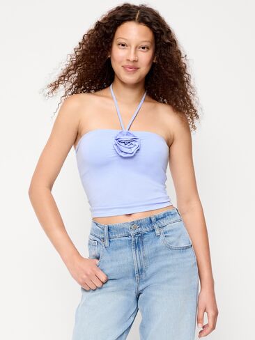 Old Navy Tie-Neck Rosette Tube Top - Powder Blue in Kuwait