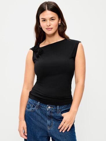 Old Navy Gathered-Shoulder Rosette Top - Black Jack in Kuwait