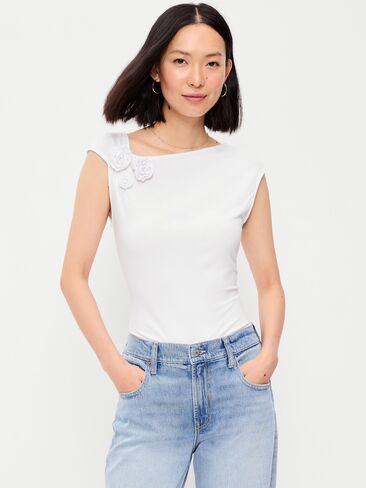 Old Navy Gathered-Shoulder Rosette Top - White Lilies in Saudi Arabia