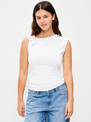 Old Navy Gathered-Shoulder Rosette Top - White Lilies in Saudi Arabia