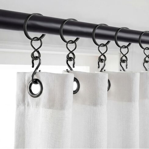 50 Pack Curtain Rings with Eyelets 1.5 Inch Ring for Curtain Pin Hooks Metal with Clips for Rods 1.2" or Smaller(Black) in Saudi Arabia