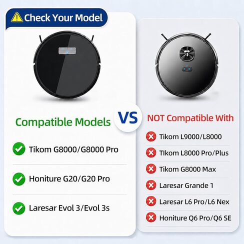 lvtengai Replacement Parts Compatible with Tikom G8000, G8000 Pro Robotic Vacuum Cleaner, 1 Main Brush, 4 Side Brushes, 4 Hepa Filters, 2 Mop Cloths Attachment Spare Pack in Saudi Arabia