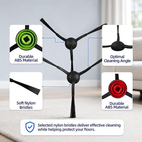 lvtengai Replacement Parts Compatible with Tikom G8000, G8000 Pro Robotic Vacuum Cleaner, 1 Main Brush, 4 Side Brushes, 4 Hepa Filters, 2 Mop Cloths Attachment Spare Pack in Saudi Arabia
