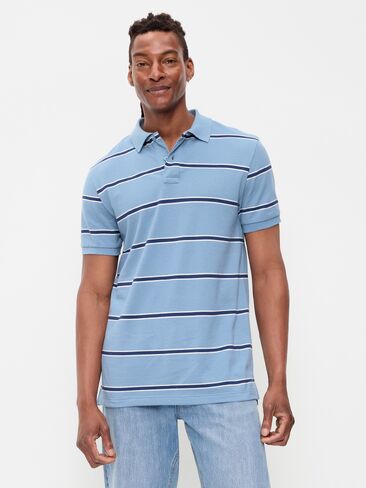 Old Navy Striped Pique Polo - Blue Stripes in Kuwait
