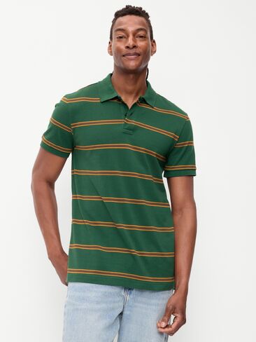 Old Navy Striped Pique Polo - Green Stripes in Kuwait
