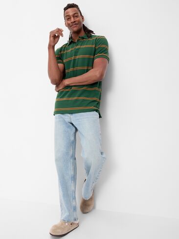 Old Navy Striped Pique Polo - Green Stripes in Kuwait