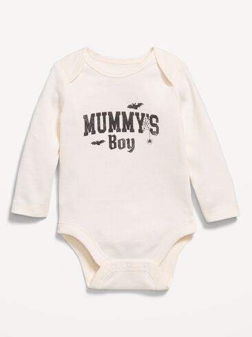 Old Navy Long-Sleeve Graphic Bodysuit for Baby - White in Kuwait