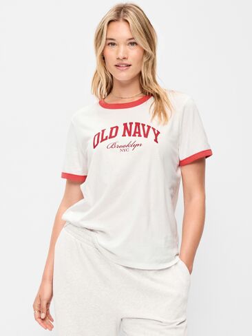 Old Navy Graphic Ringer T-Shirt - White Calla Lilies in Kuwait
