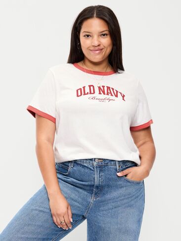Old Navy Graphic Ringer T-Shirt - White Calla Lilies in Kuwait