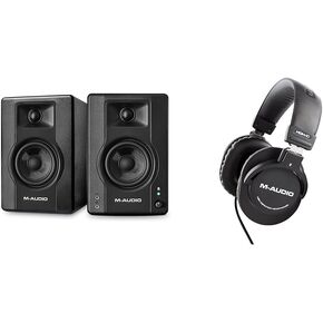 شاشات استوديو M-Audio BX4 مقاس 4.5 بوصة، ومكبرات صوت HD PC للتسجيل والوسائط المتعددة مع برنامج إنتاج الموسيقى، 120 وات، زوج، أسود in Kuwait