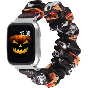 TOYOUTHS Scrunchie Bands متوافقة مع Fitbit Versa/Versa 2/Versa Lite إصدار خاص للنساء والفتيات من القماش المطاطي المطاطي نمط حزام مطبوع Scrunchy استبدال سوار معصم الملحقات in Kuwait