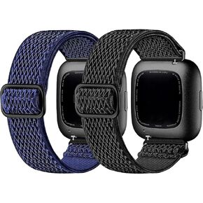 مجموعة من أحزمة مقاومة للماء من Dr.Sept متوافقة مع سوار Fitbit Versa 2 للنساء والرجال، أساور معصم بديلة رياضية ناعمة كلاسيكية لـ Fitbit Versa 2/Versa Lite/Versa SE (كبير 7.1 بوصة - 8.7 بوصة، أسود/أسود) in Kuwait