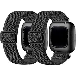 Dr.Sept 2 Pack Waterproof Bands Compatible with Fitbit Versa 2 Bands for Women Men, Classic Soft Sports Replacement Wristbands for Fitbit Versa 2/Versa Lite/Versa SE (Large 7.1''-8.7'', black/black) in Saudi Arabia