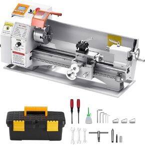 VEVOR Mini Metal Lathe, 7"x14" Benchtop Metal Lathe, 550W Variable Speed 2250RPM Metal Lathe, with 3-jaw Chuck CNC Mini Lathe Machine, Precision Mini Lathe w/Tool Box Digital Display for Metal Turning in Kuwait