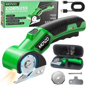 Cardboard Cutter, Rechargeable Cordless Electric Scissors, Upgrade 4V Electric Box Cutter with 2 Blades, Safety Lock & LED Light, Powerful Cutting for Cardboard Box, Plastic, Leather, Fabric in Kuwait