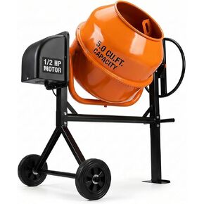 TABU 5.0 Cu.Ft. Cement Mixer, Electric Concrete Mixer Machine, Blue | Freestanding Mixing Tools with Wheels&Stand, Heavy Duty, Mixing for Seeds/Stucco/Mortar in Kuwait