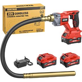 Alloyman Handheld Concrete Vibrator Tool, 600W Brushless Concrete Vibrator with 2 * 4.0Ah Battery & Charger, 3.8ft Flexible Immersion Shaft & Portable Vibrator for Removing Air Bubble in Kuwait