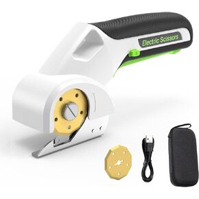 2026 NEW 4V Cordless Electric Cutting Tools, Cardboard Cutter with 2 Titanium Metal Blade Accessories, Safety Lock, Rotary Cutter for Cardboard, Box Cutter - Mist White in Kuwait