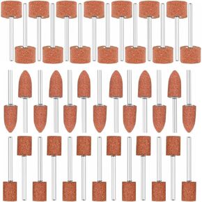 40Pcs Aluminum Oxide Grinding Stone Sanding Drill Bits, 1/8" Shank for Metal Rust Removal, Polishing, Smoothing, Sharpening, 2 Shapes & 3 Sizes, Rotary Tool Accessories (40) in Kuwait