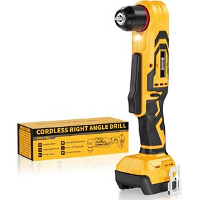 DIYtoolifz Cordless Right Angle Drill Compatible with Dewalt 20V Battery, 3/8" Angle Drill with Brushless Motor,400 in-lb,2 Speed & LED Light, Compact for Tight Spaces Drilling & Screws (Tool Only) in Saudi Arabia