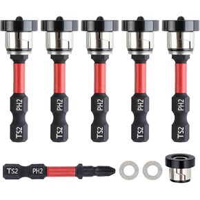 5pcs Drywall Screw Setter Bits, PH2 Magnetic Depth Stop, Adjustable Collar Design, S2 Steel Hex Shank, 2 Inch for Sheetrock, Wood & Home Repairs (5) in Kuwait