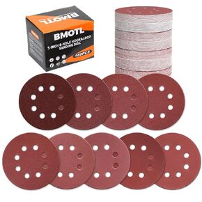 160Pcs 5-Inch 8-Hole Hook & Loop 40-600 Assorted Grit Sanding Discs | Round Sandpaper for Random Orbital Sander, Wood/Metal/Drywall Polishing in Kuwait