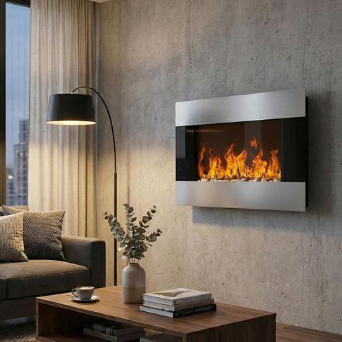 Northwest Electric Fireplace with Wall Mount and Remote, 36 Inch, 36", Black Stainless Steel in Kuwait