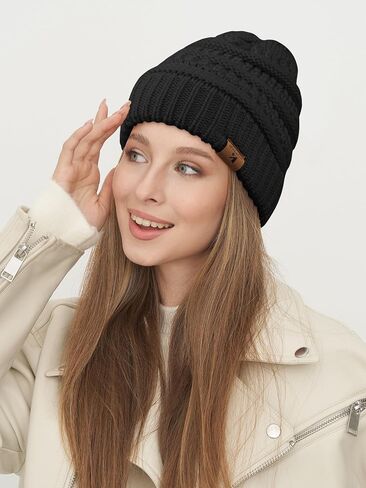 3 Pack Satin Lined Beanie for Women Men Winter Slouchy Cap Adult Soft Knit Hat with Satin Lining One Size Fits Most in Saudi Arabia