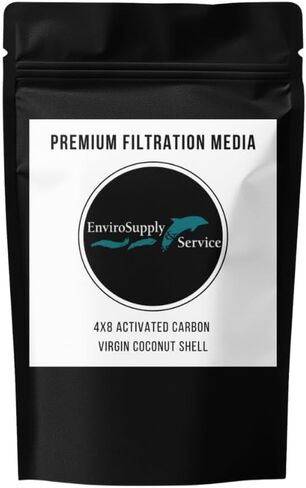 EnviroSupply 4x8 الكربون المنشط (قشرة جوز الهند البكر)، الفحم السائب للغاز، وتنقية الهواء، وإزالة الرائحة، وتطبيقات مرحلة بخار مزيل الروائح الكريهة - كيس قابل للإغلاق بوزن 1 رطل (455 جرام) in Kuwait