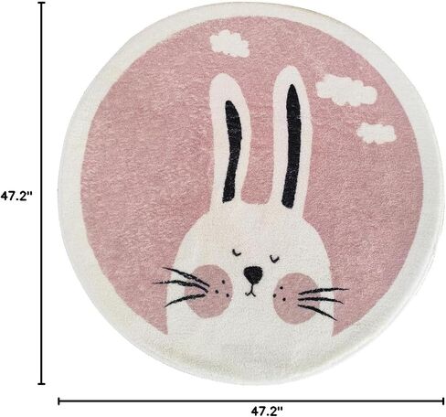 Poowe Round Kids Playroom Animals Rug - Soft Alphabet Nursery Rug for Bedroom - Playtime Collection, Learning & Game Carpet for Classroom, Best Shower Gift for Infant Toddlers (Round 39.4", Rainbow) in Saudi Arabia