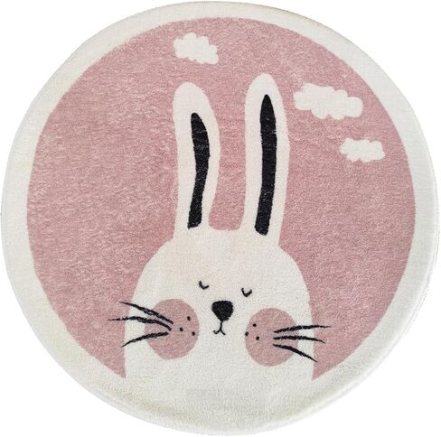 Poowe Round Kids Playroom Animals Rug - Soft Alphabet Nursery Rug for Bedroom - Playtime Collection, Learning & Game Carpet for Classroom, Best Shower Gift for Infant Toddlers (Round 39.4", Rainbow) in Saudi Arabia
