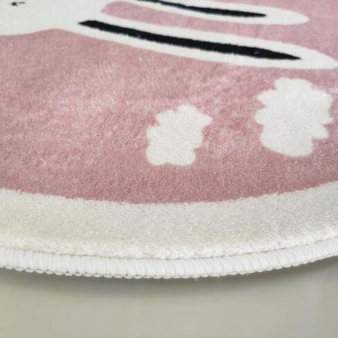 Poowe Round Kids Playroom Animals Rug - Soft Alphabet Nursery Rug for Bedroom - Playtime Collection, Learning & Game Carpet for Classroom, Best Shower Gift for Infant Toddlers (Round 39.4", Rainbow) in Saudi Arabia