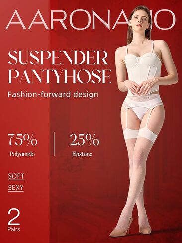 2 Pairs Womens Patterned Garter Tights Lace Suspender Pantyhose Sheer Thigh High Stockings in Saudi Arabia