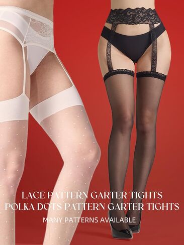 2 Pairs Womens Patterned Garter Tights Lace Suspender Pantyhose Sheer Thigh High Stockings in Saudi Arabia