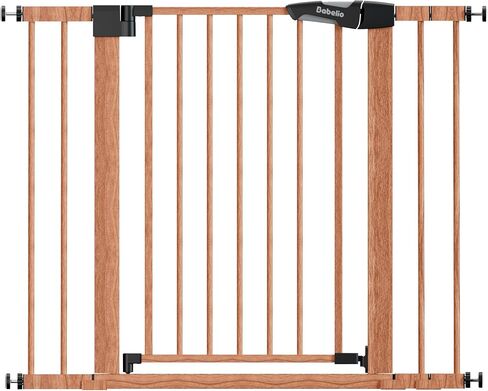 Mom's Choice Award Winner-BABELIO 26-40" Metal Baby Gate with Wood Pattern, Easy Install Pressure Mounted Dog Gate, Ideal for Stairs and Doorways, with Wall Protectors and Extenders,No Tools Required in Saudi Arabia