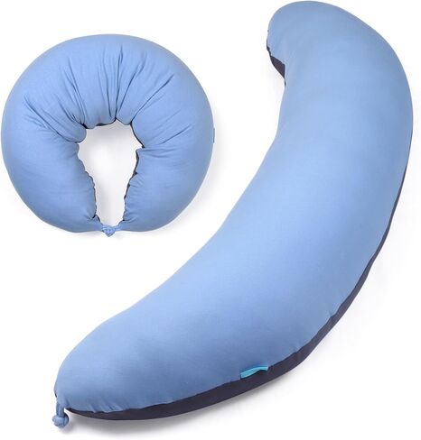 BYRIVER 43" Long C Shaped Body Pillow for Adults Men Women, Side Sleeper Pillow for Neck Shoulder Back Pain Relief, Cooling Post Sugery Pillow Pregnancy Pillow, Blue Black Washable Pillowcase (XL) in Saudi Arabia