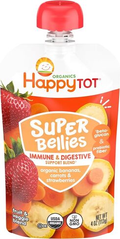 HAPPY TOT Organic Banana, Carrots, & Strawberries Immunity Baby Food, 4 OZ in Kuwait