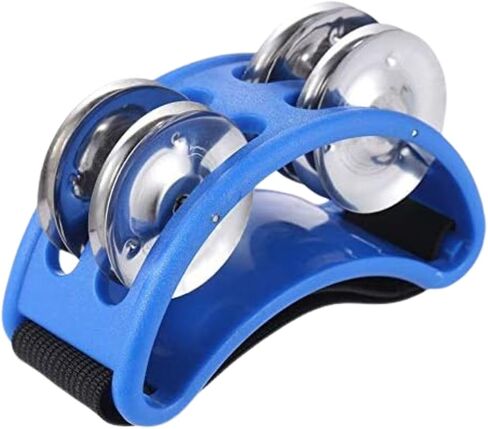Foot Tambourine Percussion Musical Instrument Foot Drum set with Metal Jingle Bell for Guitar Drum Accessory Instrument (Black) in Kuwait
