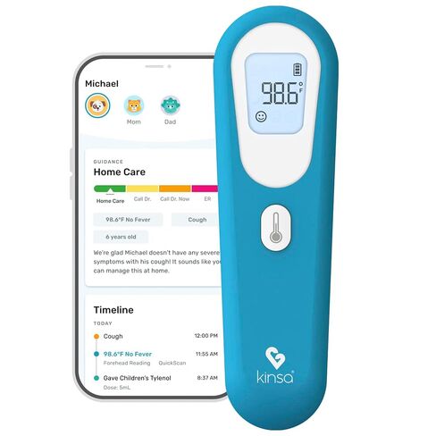 Kinsa QuickScan Smart Thermometer - No-Touch, Contactless Digital Forehead Thermometer for Babies, Kids, Adults - Works with a Smartphone App to Track Family Health & Offer Symptom Advice in Kuwait