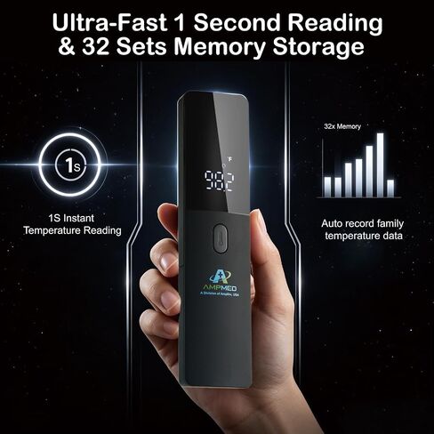 Amplim Non Contact/No Touch Digital Forehead Thermometer for Adults, Kids, and Babies, Touchless Temporal Thermometer FSA HSA Approved, Black in Saudi Arabia
