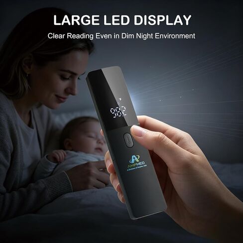 Amplim Non Contact/No Touch Digital Forehead Thermometer for Adults, Kids, and Babies, Touchless Temporal Thermometer FSA HSA Approved, Black in Saudi Arabia