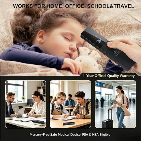Amplim Non Contact/No Touch Digital Forehead Thermometer for Adults, Kids, and Babies, Touchless Temporal Thermometer FSA HSA Approved, Black in Saudi Arabia