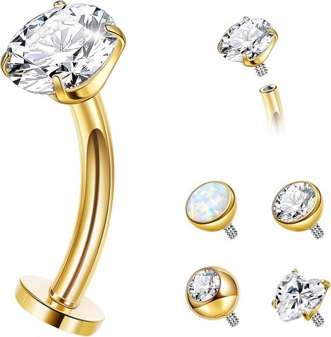 14G G23 Pure Titanium Floating Belly Button Ring for Women Flat Back Petite Belly Navel Ring Hypoallergenic Internally Threaded Navel Ring with Opal CZ Replacement Ball Belly Piercings Jewelry 6-16MM in Saudi Arabia