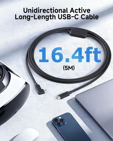 كابل Matters Active USB C بطول 24.6 قدم لسماعات رأس Oculus Quest 2 ومحركات الأقراص الصلبة (متوافق مع ميزة كابل ربط Oculus) بطول 7.5 متر / 24.6 قدم - غير متوافق مع الشاشات أو الأرصفة in Kuwait