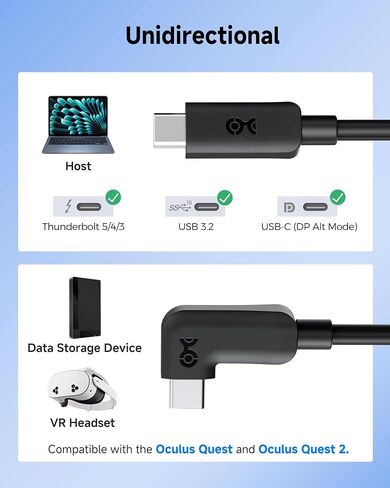 كابل Matters Active USB C بطول 24.6 قدم لسماعات رأس Oculus Quest 2 ومحركات الأقراص الصلبة (متوافق مع ميزة كابل ربط Oculus) بطول 7.5 متر / 24.6 قدم - غير متوافق مع الشاشات أو الأرصفة in Kuwait