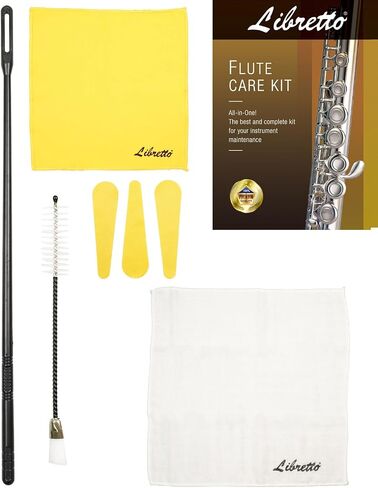 Libretto Flute ALL-INCLUSIVE Cleaning & Care Kit: Cleaning Swab + Dust Brush + Cleaning Cloth + Premium Cork Grease for Piccolo, Reusable Handy Bag, Great Maintenance Kit to Extend Life of your Flute! in Saudi Arabia