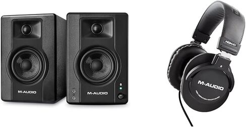 شاشات استوديو M-Audio BX4 مقاس 4.5 بوصة، ومكبرات صوت HD PC للتسجيل والوسائط المتعددة مع برنامج إنتاج الموسيقى، 120 وات، زوج، أسود in Kuwait